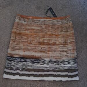 Elie Tahari Orange Multi Cat Eye 'Elva' Striped Pencil Skirt Sz 14